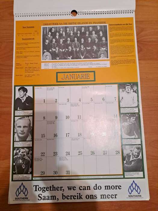 Springbok Rugby Commerative Calender 1891 to 1991