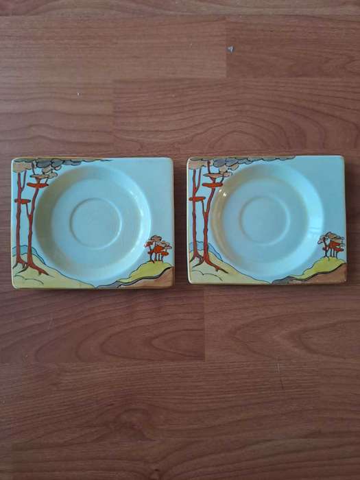 Clarice Cliff, very rare Art Deco, Beswick Royal Staffordshire Saucers, Bargain!!!