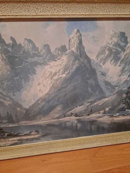 The Dolomites by Arno Lemke, 1960`s Print, Framed