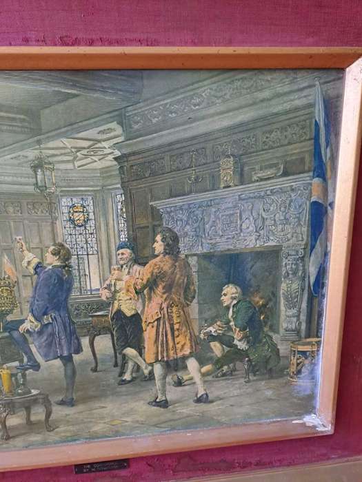 Lovely antique Print THE CONFERENCE by Margaret Dovaston, Framed