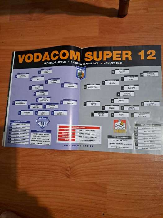 Super 12 Program, Bulls vs Chiefs, signed by Habana and Leonard, 35 Pages