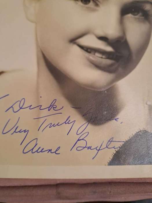 Anne Baxter, original autograph, black/white photograph