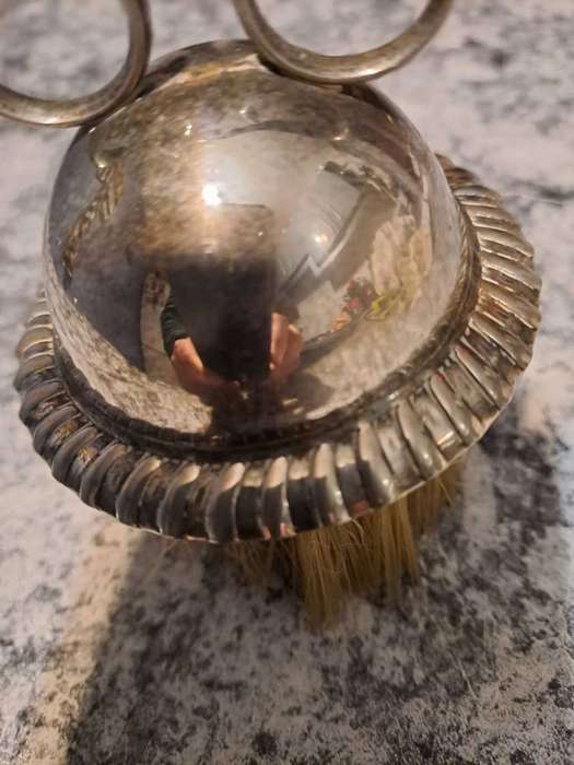 Vintage Silver Plated Old Whisk Broom Brush, Horse Hair