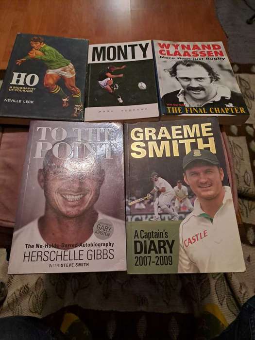 3 x Rugby, 2 x Cricket books, over 1200 pages