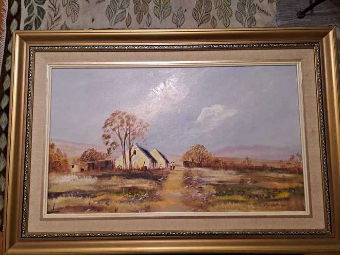 Original Elize Oosthuizen  oil, water and pastel, rural scene