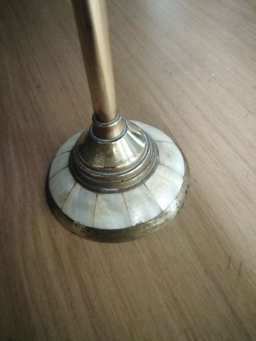 Stunning brass and mother of pearl  candle holder