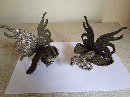 Brass fighting cocks
