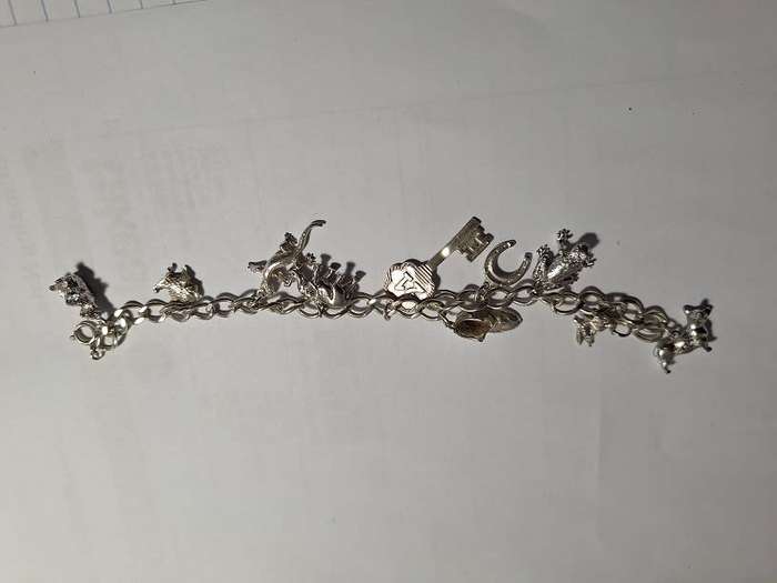 Stunning silver charm bracelet 35.2gr