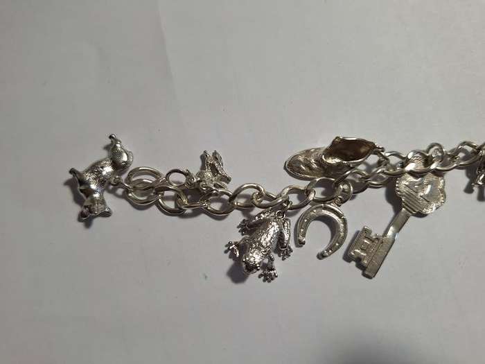 Stunning silver charm bracelet 35.2gr