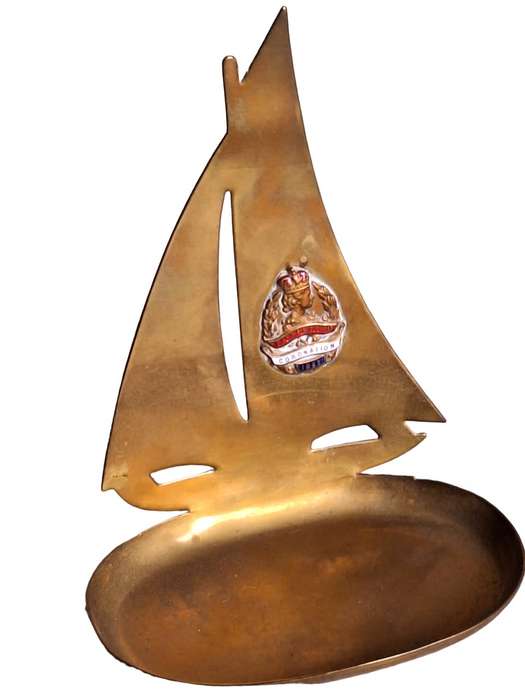Vintage Brass Sailboat, Elizabeth 1953 Coronation