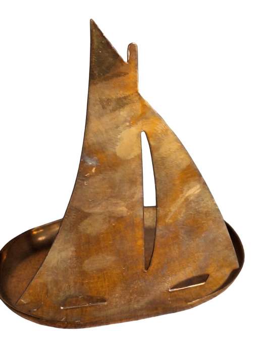 Vintage Brass Sailboat, Elizabeth 1953 Coronation