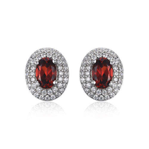 EARRINGS~ 1.1ct Natural Red Garnet Stud Earrings set in .925 Sterling Silver