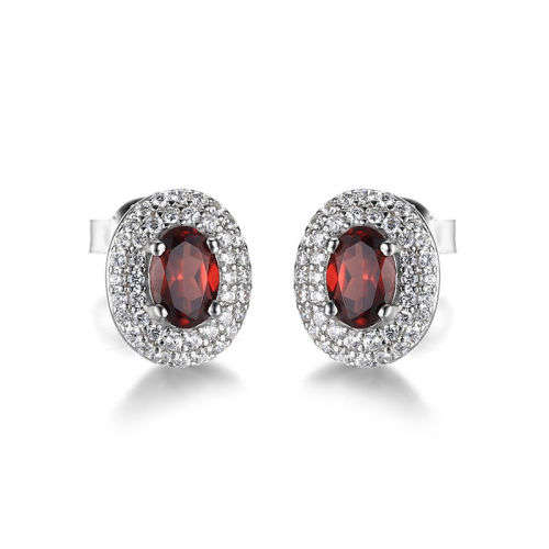 EARRINGS~ 1.1ct Natural Red Garnet Stud Earrings set in .925 Sterling Silver