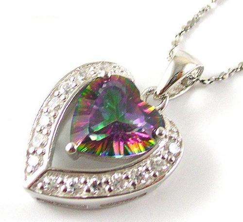 LOVELY HEART DESIGN 3.8ct Mystic Topaz Pendant 925 Sterling Silver