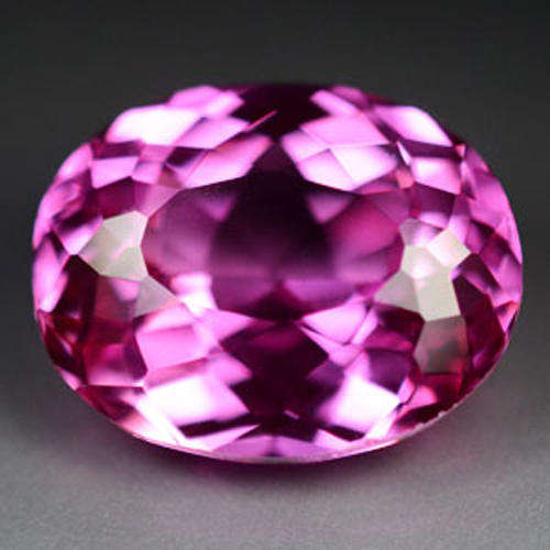 EXCELLENT TOP PINK LAB CREATED TOPAZ OVAL LOOSE GEM