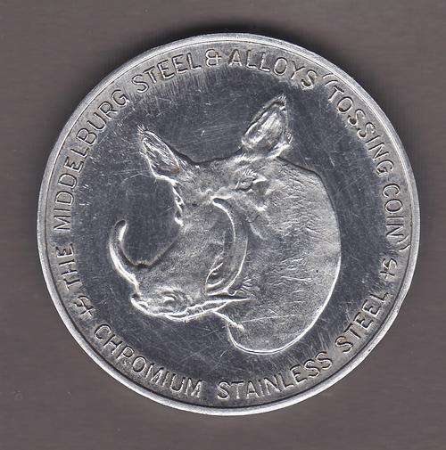 Middelburg Steel & Alloys Tossing Coin Token Warthog Motif
