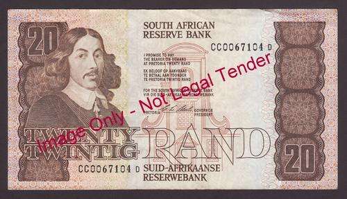 RSA 1990 C.L. Stals 20 Rand Banknote