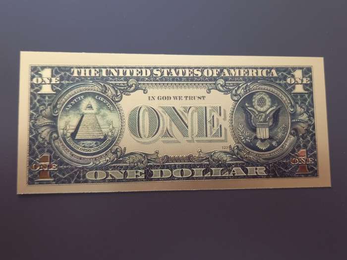 NICE USA $1 GOLD FOIL NOTE. 3 AVAILABLE. BID PER NOTE