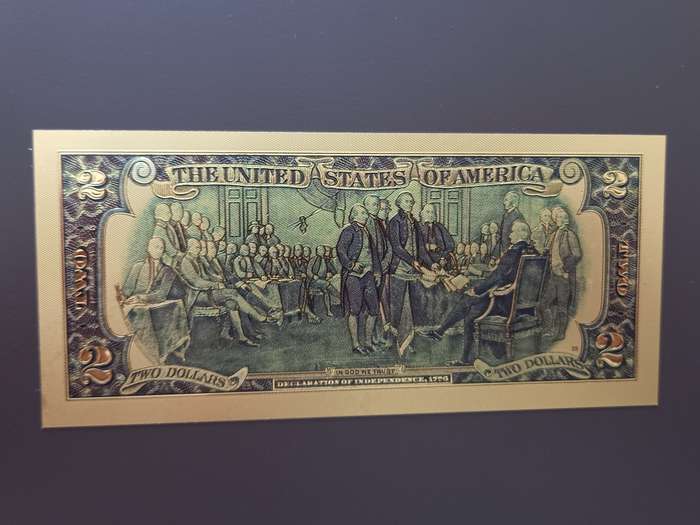 NICE USA $2 GOLD FOIL NOTE. 3 AVAILABLE. BID PER NOTE