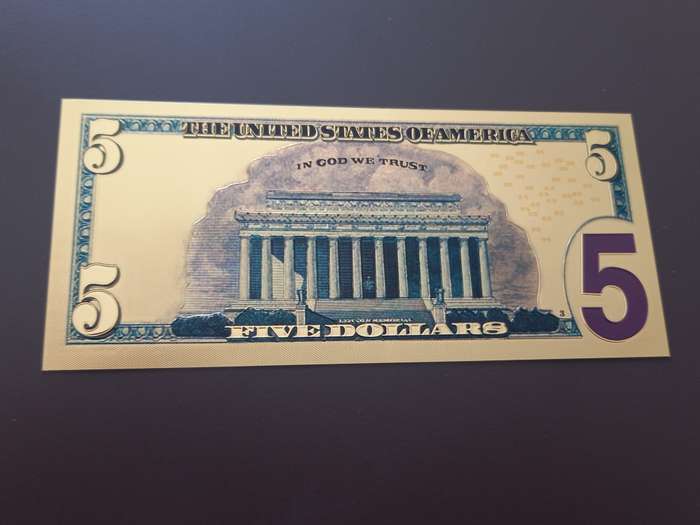 NICE USA $5 GOLD FOIL NOTE. 3 AVAILABLE. BID PER NOTE
