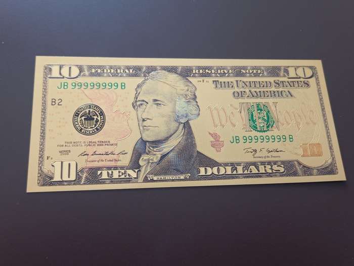 NICE USA $10 GOLD FOIL NOTE. 3 AVAILABLE. BID PER NOTE