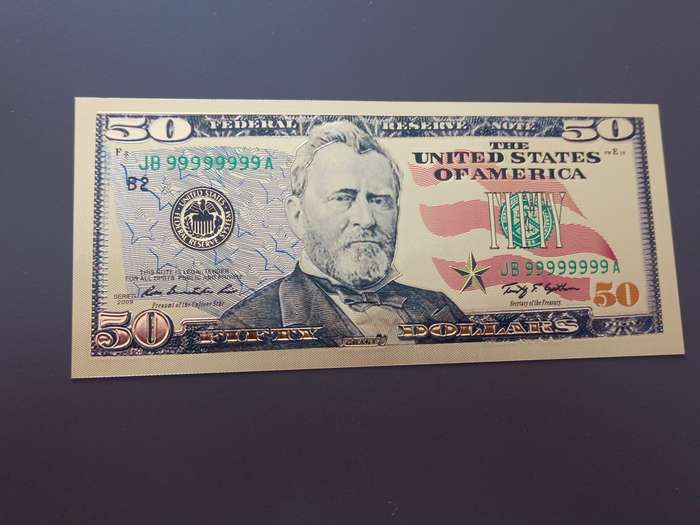 NICE USA $50 GOLD FOIL NOTE. 3 AVAILABLE. BID PER NOTE
