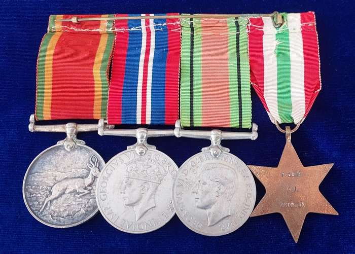 - WW2 Group of 4 x Medals Awarded to M.J Grobler -