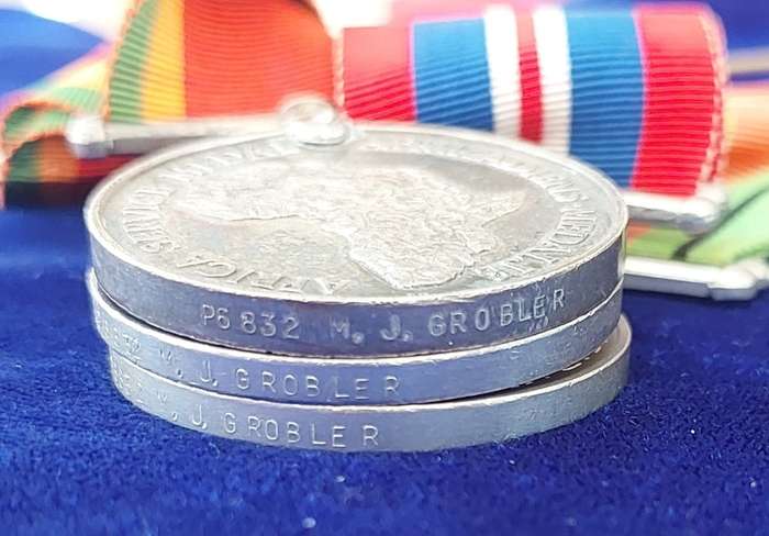 - WW2 Group of 4 x Medals Awarded to M.J Grobler -