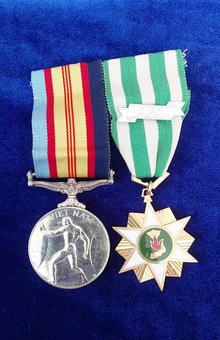 - Scarcer Australian Army Vietnam Medal Pair with 1960 Clasp Awarded to 14820 JH Bates -