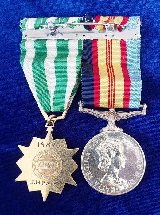 - Scarcer Australian Army Vietnam Medal Pair with 1960 Clasp Awarded to 14820 JH Bates -