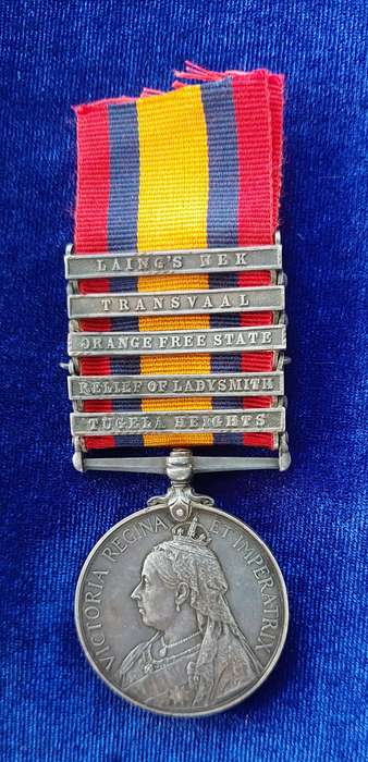- QSA (Queen`s South Africa Medal) with 5 x Clasps to 335 CORPL: E. STEPHENSON IMPL: LT INFY -