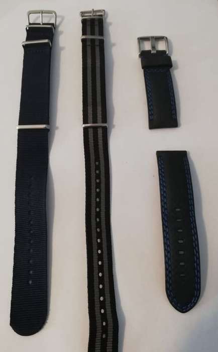 Three watch straps, 2 Nato, 1 leather