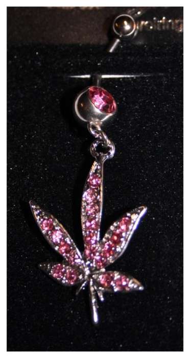 BEAUTIFUL BLING BELLYRING - PINK WEED LEAF