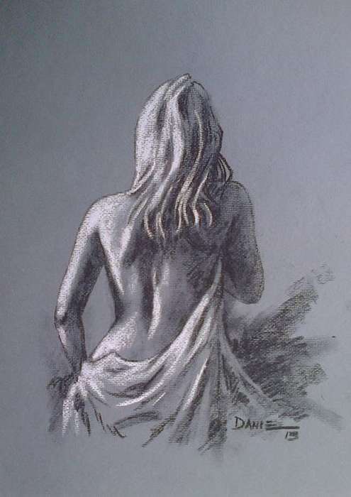 Charcoal Semi Nude, by Danie Cronje, unframed