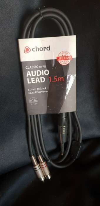 Audio cable 6.3mm Jack to 2 phono RCA jacks-1.5 meter