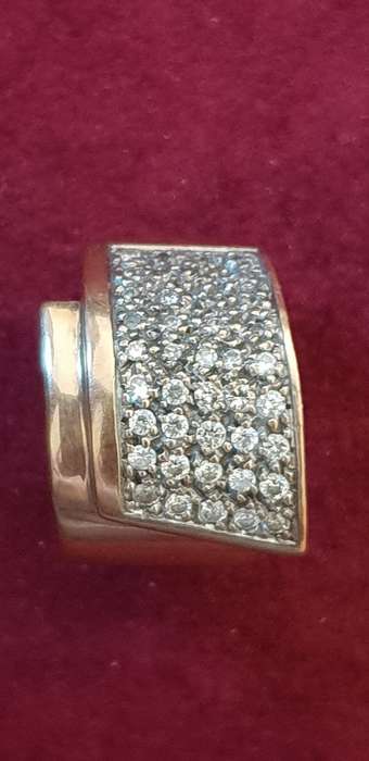 9CT BROAD BAND RING WITH 41X GENUINE DIAMONDS OF APPROX 1.3 CARAT