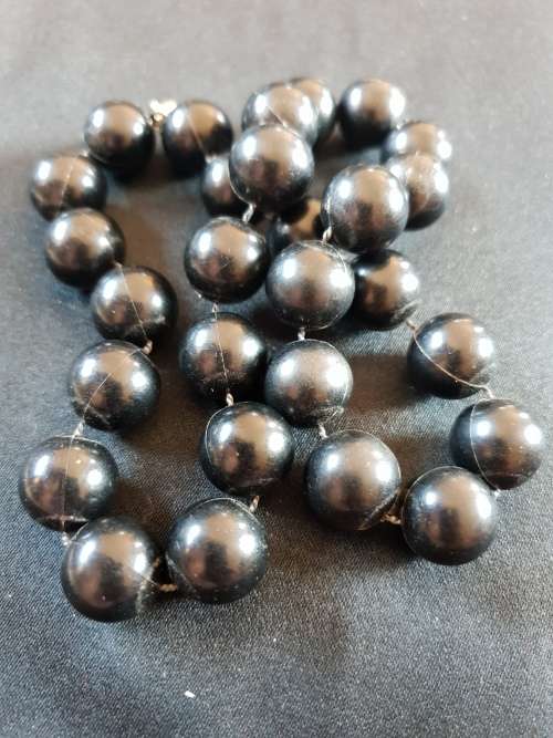 Large Chunky Black plastic beaded Necklace