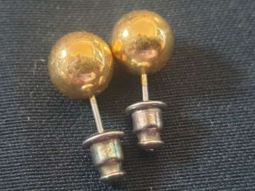 9ct hollow plated gold ball stud  earrings