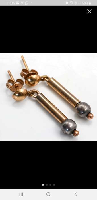 9ct yellow and white gold drop earring