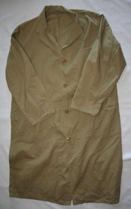 MILITARY PATTERN KHAKI DUST COAT -- GOOD CONDITION