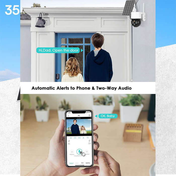 Wifi Solar Camera Outdoor Night Vision Ip Camera Pir Human Detection