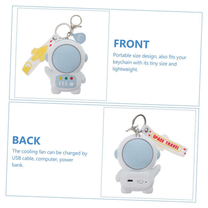 Mini Portable Astronaut Fan with Keychain Cute Toy USB Rechargeable