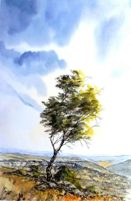 ' I GREW FOR THE VIEW ' Original signed watercolour by Nick Stobart.