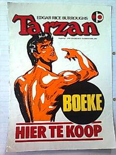 TARZAN BOEK HIER TE KOOP - VINTAGE STICKER