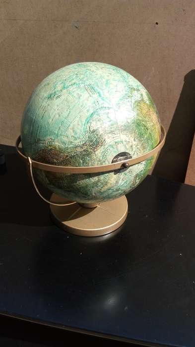 Old Globe on Brass Metal Stand