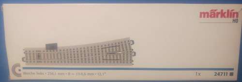 Marklin 24711 left turnout, 236.1mm, r=1114.6mm c track