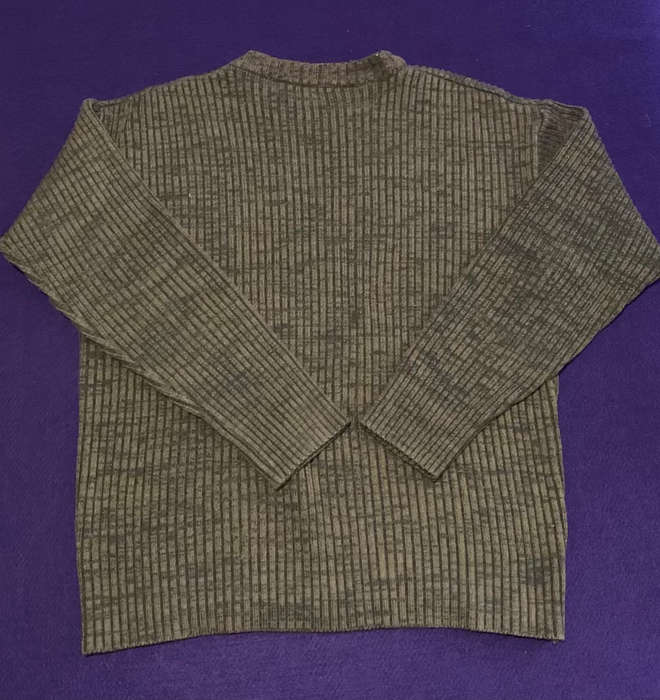 RHODESIAN Dappled Green Jersey with Khaki Padding - Made by Cardigan House, Rhodesia - Large, As New