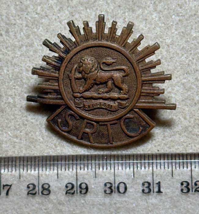 Southern Rhodesia Corps of Motor Transport - BRASS CAP BADGE LUG BENT/BROKEN SRTC