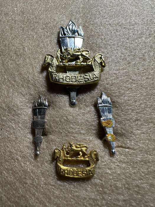 Rhodesian Educational Corps - SET BERET AND COLLAR BADGES Anodised and mess dress x 1