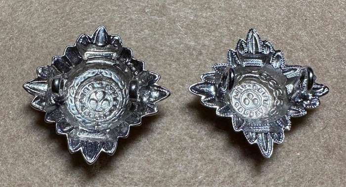 Northern Rhodesia Police - NRP - OFFICERS SET of RANK PIPS CROME